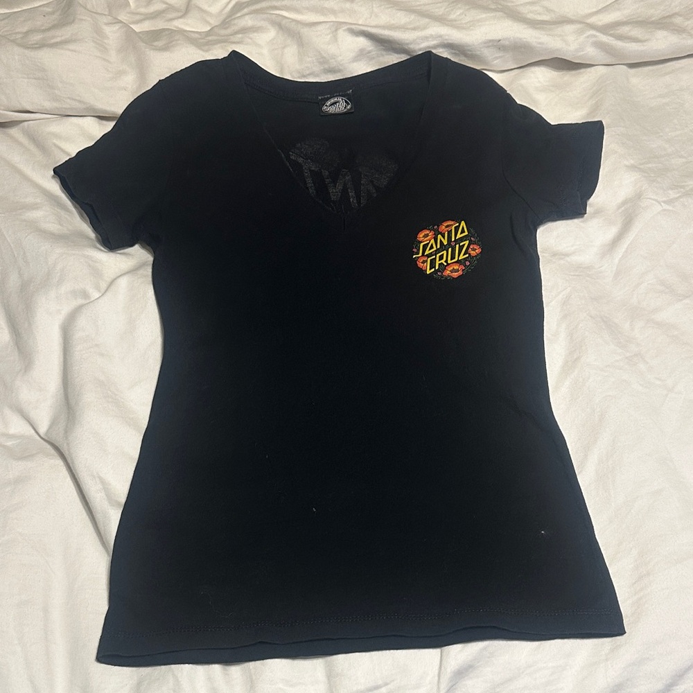 Santa Cruz Skateboards Women's Black Tee with Logo